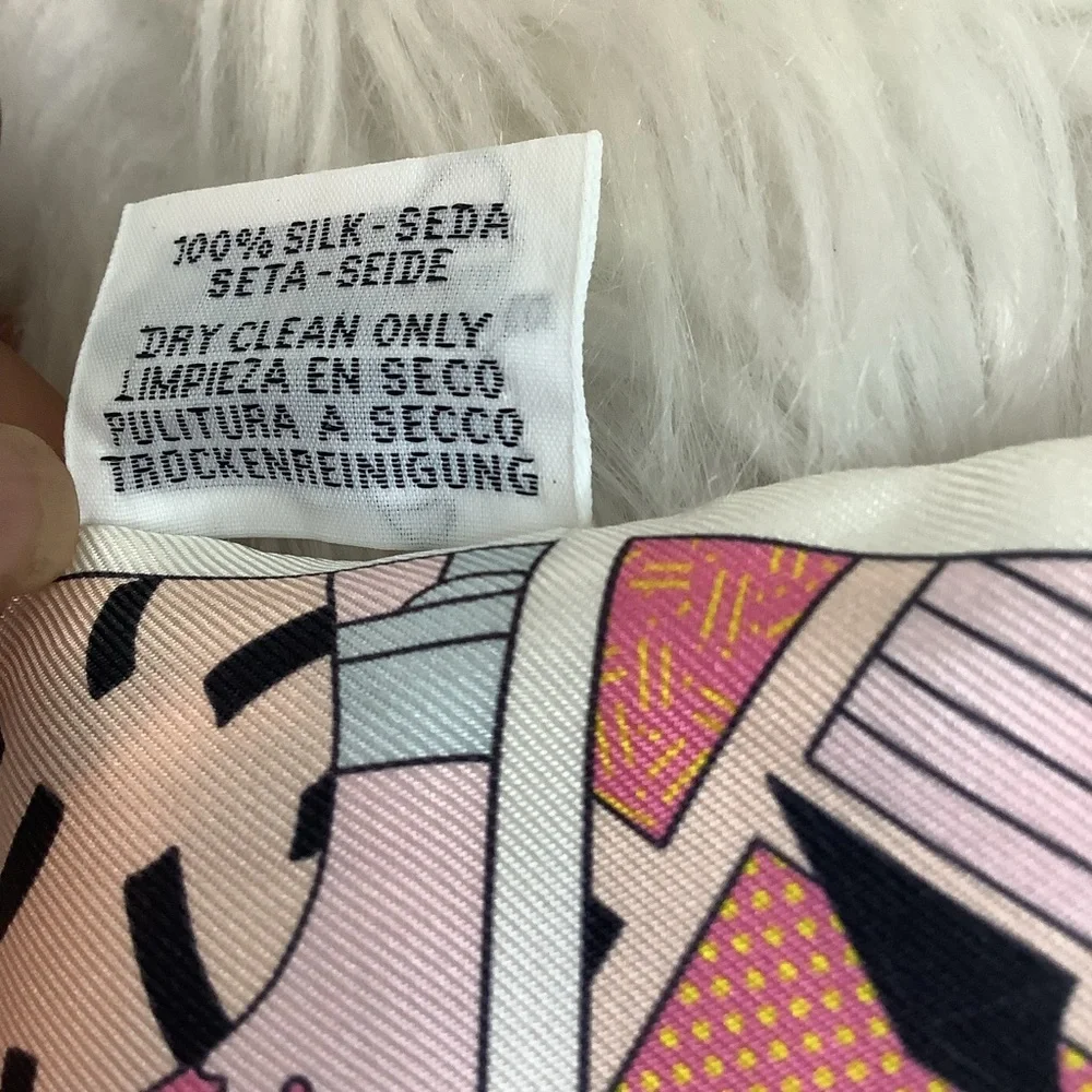 Hermes Pink & Yellow Silk Twilly Scarf - Picture 5 of 6